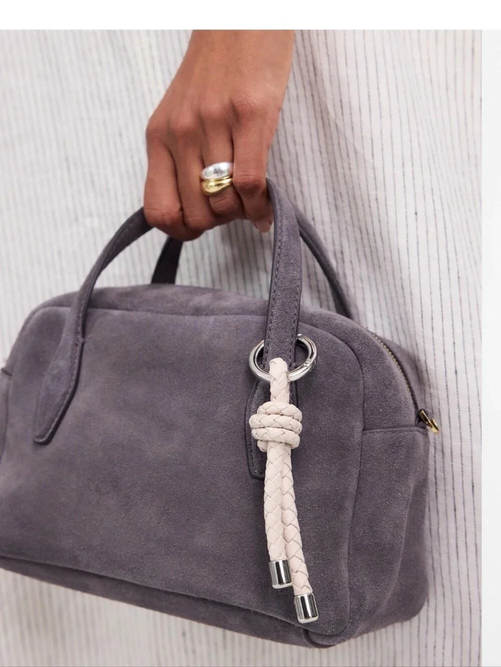 Madewell The Small Suede Crossbody Bag In Coastal Granite